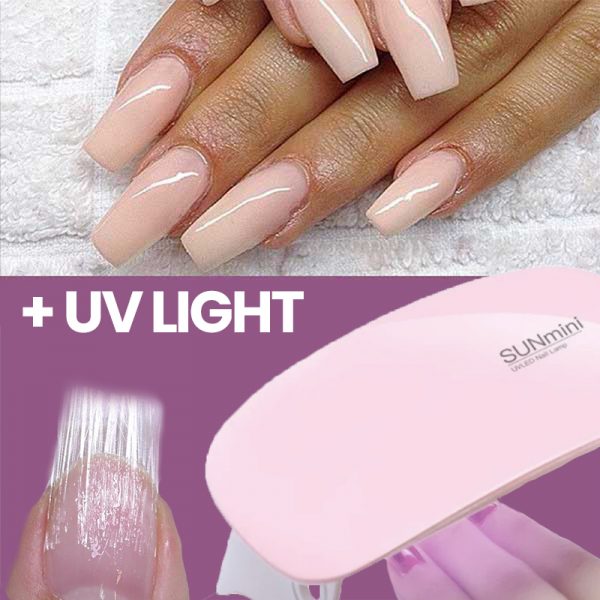 Fiberglass zestaw do przedłużania paznokci + światło UV