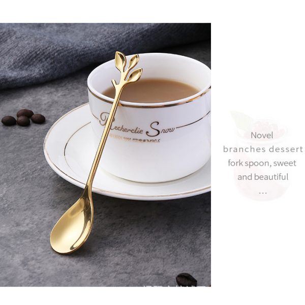 Golden leaf set – Profesjonalny zestaw do herbaty/kawy lub deserów (8 sztuk) 02